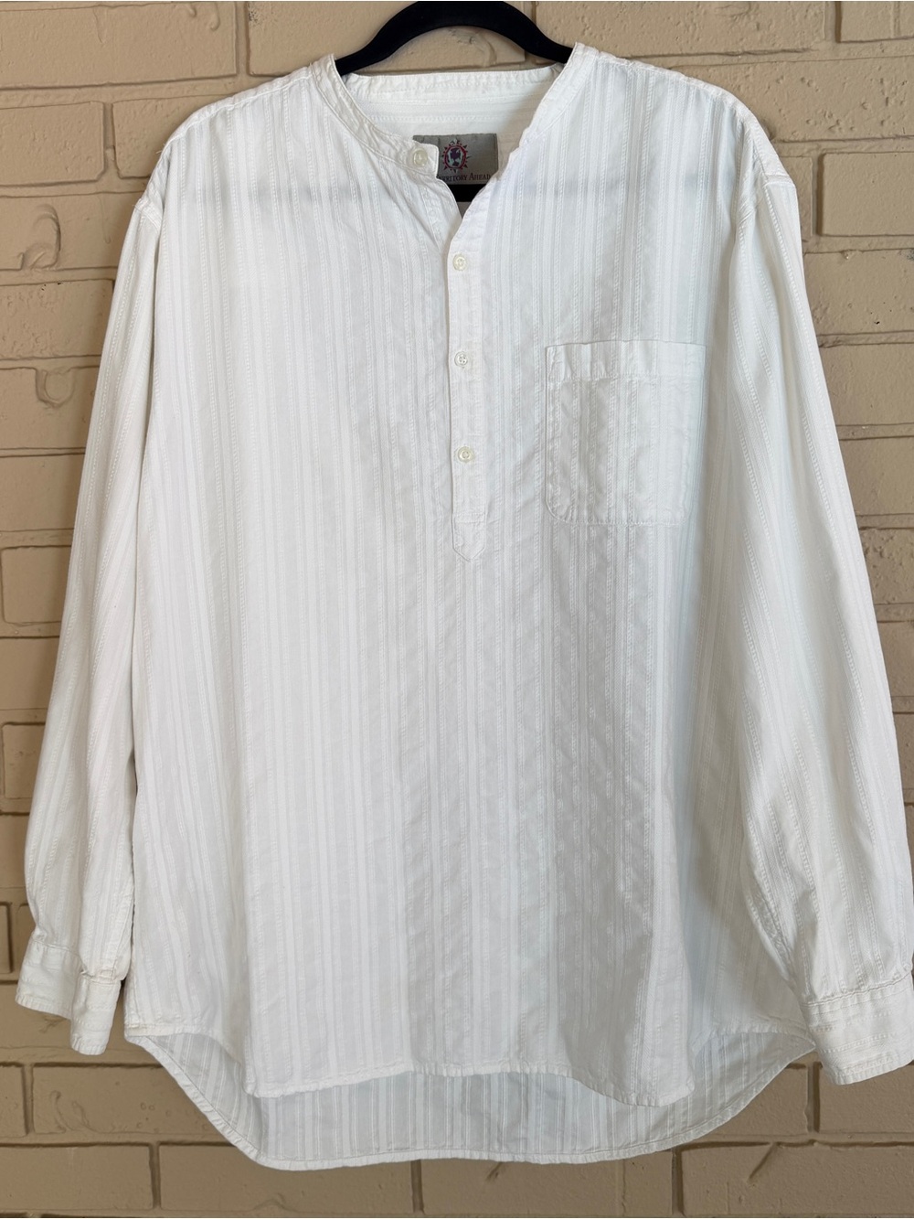 The Territory Ahead 1/2 Button Cotton Popover Shirt Men's XL Ren Fest Edwardian